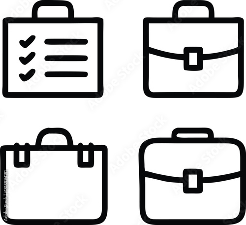 four flat vector icons  briefcase  documents  cale