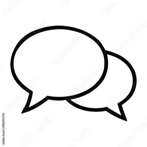Two overlapping speech bubbles vector line art icon set