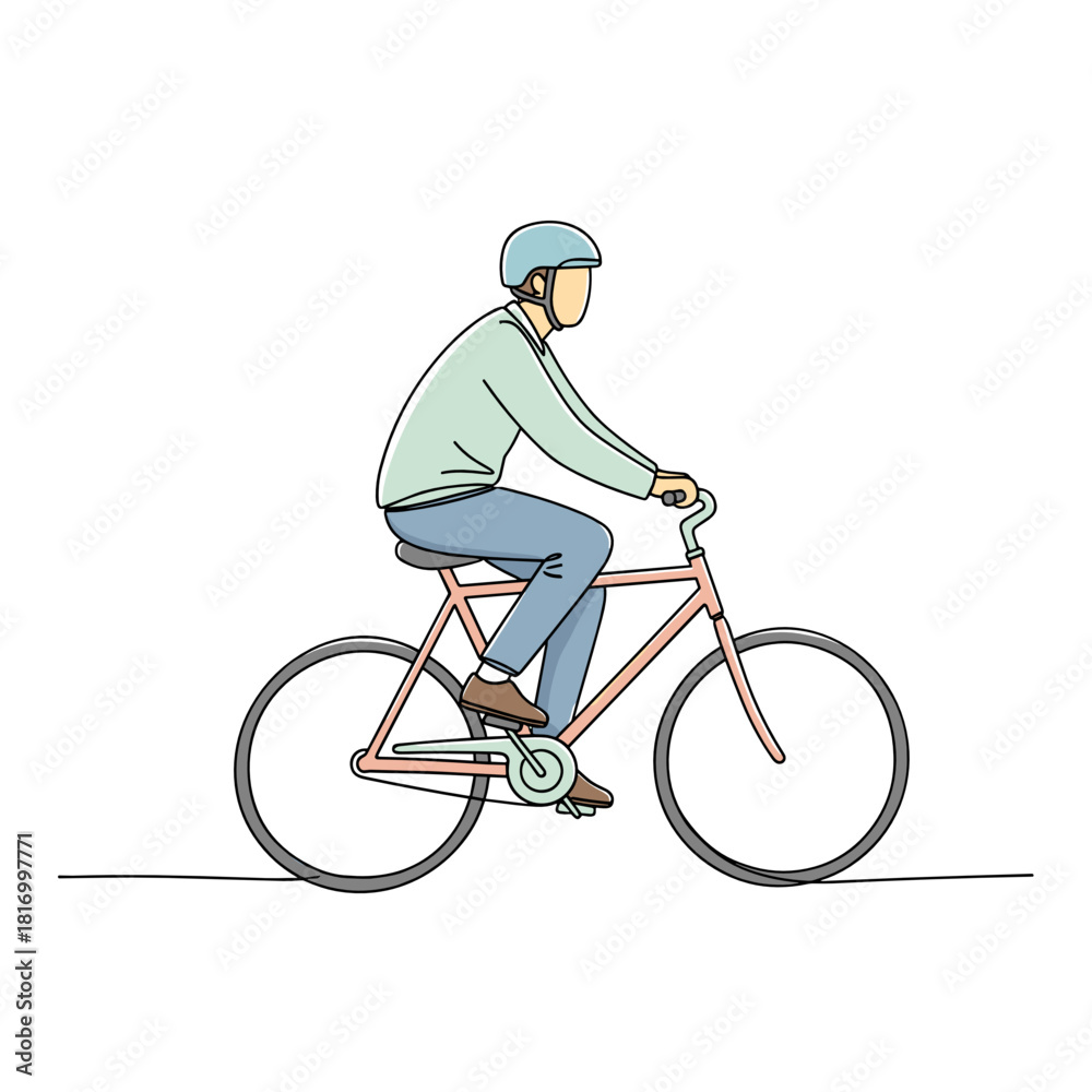 Fototapeta premium Man riding a bike in casual clothing representing No Trousers Ride 