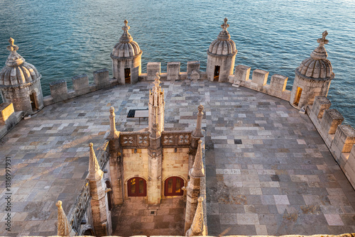 2023, Lisbon, Portugal. Belem Tower, a medieval fortress perched on the Tejo (Tagus) River. A UNESCO World Heritage Site, symbol of Portugal’s maritime heritage, dating back to the early 16th century.
