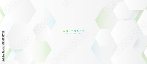 Abstract technology digital hi tech concept with blue and green hexagonal on a white background