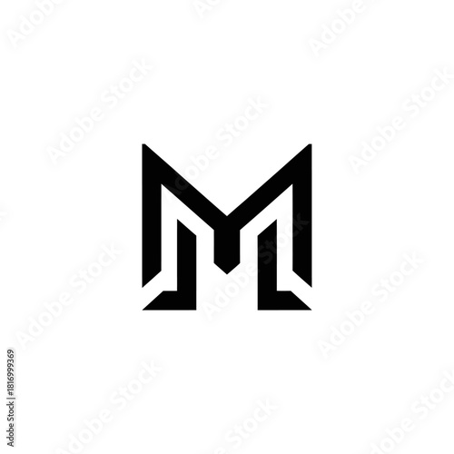 Geometric Monogram M Logo – Minimalist Solid Black Vector Branding