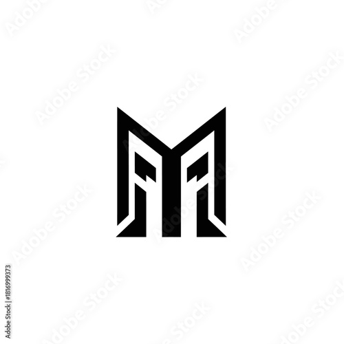 Geometric Monogram M Logo – Minimalist Solid Black Vector Branding