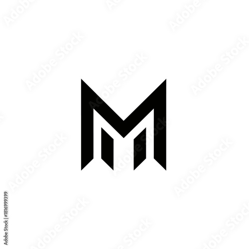 Geometric Monogram M Logo – Minimalist Solid Black Vector Branding