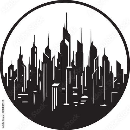 Futuristic City Portal Silhouette Illustration
