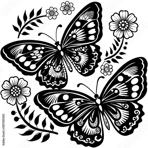 Tropical butterflies of different colors set. Vector illustrations of insects with multicolored wings. Cartoon blue yellow orange green violet red animals isolated white. Fantasy, tattoo concept