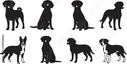 vector set of silhouttee Dog
