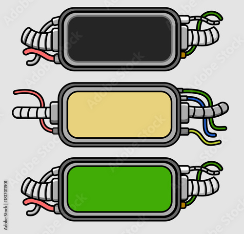 Electro digital screen design set for banner or text