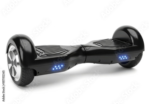 Black hoverboard with blue led lights isolated on white background isolated on transparent background