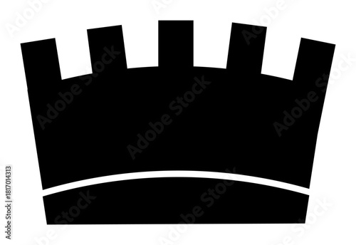 Medieval castle wall battlement icon - historic fortress silhouette art