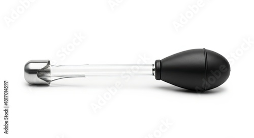 Stylish black and silver scientific dropper perfect for lab use, blending design with functionality, ideal for product showcases and educational materials