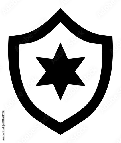 Ai-generated emblem: hexagram star within a robust protective shield icon