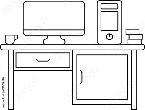 Computer Desk Illustration