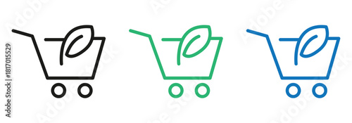 Shop sustainably and ethically with these eco-friendly shopping cart icons for your website or app, emphasizing green living and responsible consumerism now