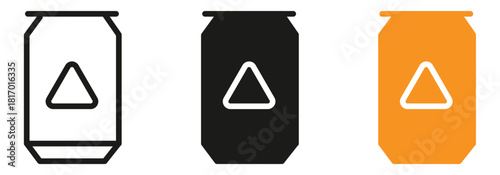 Colorful trio of vibrant drink can icons for creative design projects, packaging, or beverage industry visuals with modern flair and visual appeal