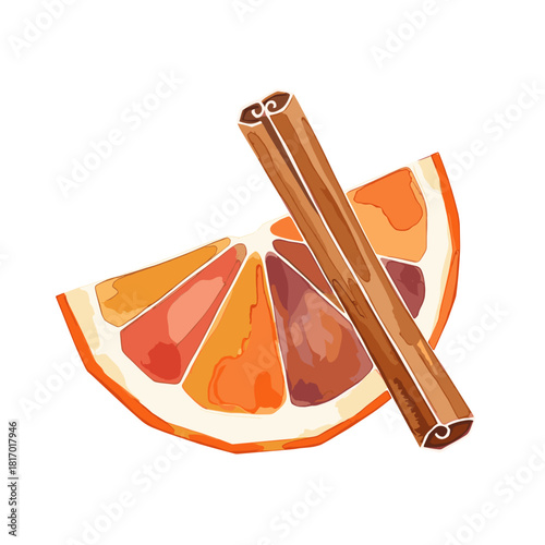 Orange slice with cinnamon sticks representing mulled wine