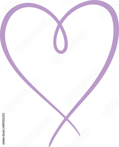 Simple purple heart graphic on white background, vector illustration