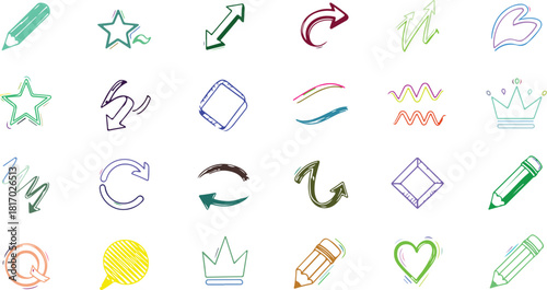 Chaotic scribbles and pen marks on white background