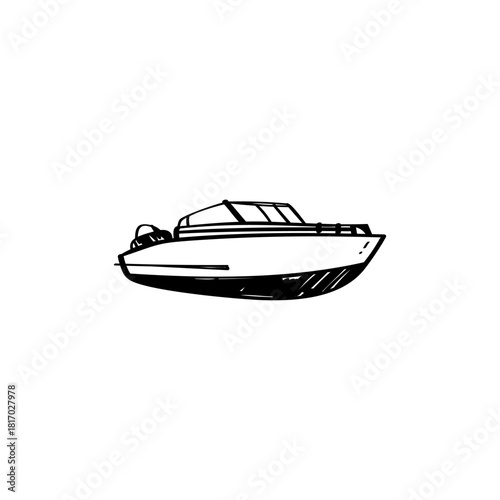 Speedboad hand drawn vector illustration