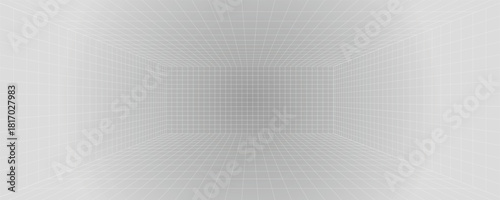 Abstract wireframe room background, futuristic design. Simple futuristic grid room desktop wallpaper background. Simple grid background with minimal room. Simple futuristic small line backdrop.