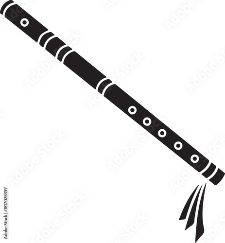 Vector illustration of an old wooden flute recorder music instrument isolated on white
