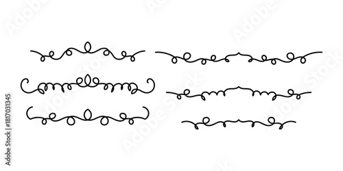 Set of Vintage decorative lines. text dividers. Line border. Lines separators, Borders, Set of various doodle style line dividers and arrow icons for design