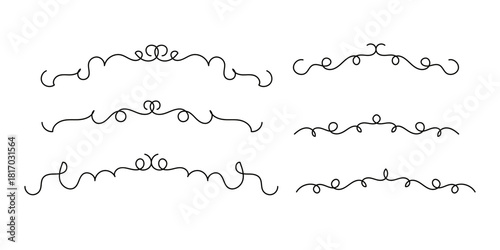 Set of Vintage decorative lines. text dividers. Line border. Lines separators, Borders, Set of various doodle style line dividers and arrow icons for design