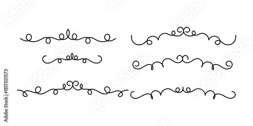 Set of Vintage decorative lines. text dividers. Line border. Lines separators, Borders, Set of various doodle style line dividers and arrow icons for design