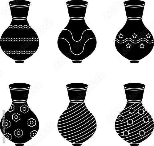 Decorative Vases Icons Set