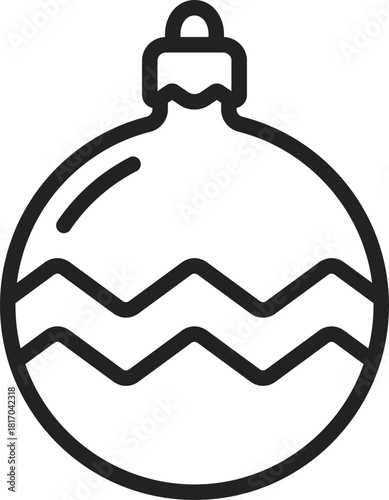 Christmas ball icon. Vector. Line style.	