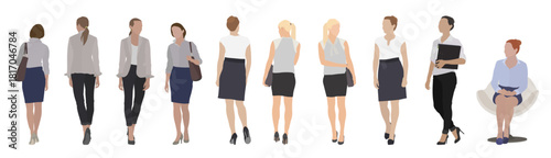 Women in the business world in color, editable vector format with no background PNG