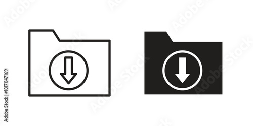 Folder download icon pictogram in trendy outline style. icon, sign or symbol.