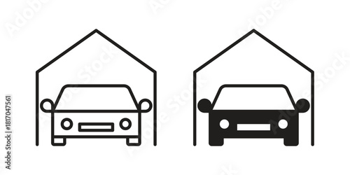Garage car icon pictogram in trendy outline style. icon, sign or symbol.