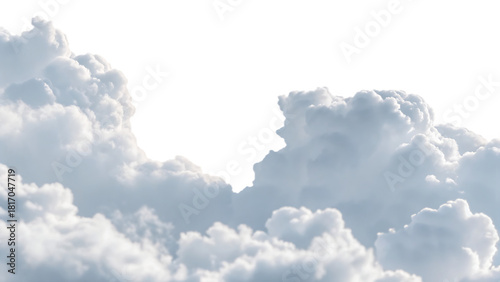 White cumulus clouds panoramic view isolated on a transparent background white clouds