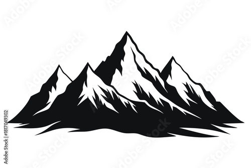 mountain range silhouette with snowy peaks