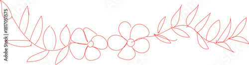 Elegant floral line art illustration featuring delicate flowers and leaves, creating a graceful and minimalist design