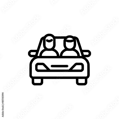 Carpool transportation icon for ride sharing and commuting with friends and family in a vehicle service
