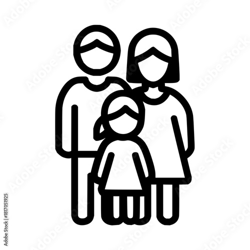 Family icon vector illustration of parents and child for family tree and genealogy design, 100 characters