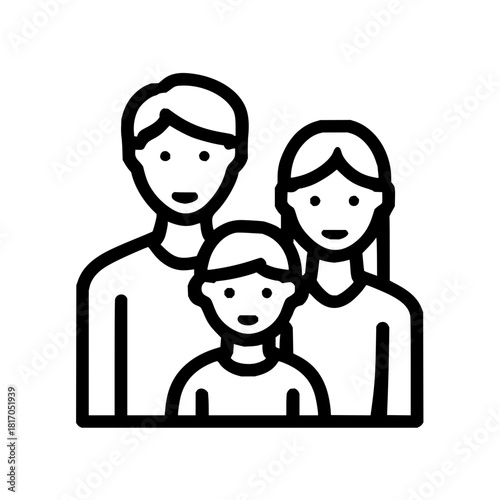 Family icon vector illustration showing parents and child for family planning and relationships theme use