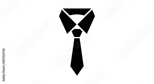 A black silhouette of a collared shirt with a tie, symbolizing formal wear or business attire.