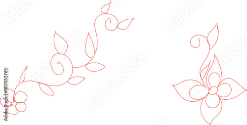 Floral line art illustration featuring delicate flower and leaf designs, perfect for adding a touch of elegance to any project