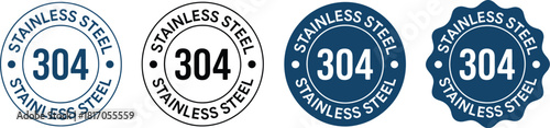 Set of Stainless Steel 304 Material Quality Stamps or Badges with Circular Design for Manufacturing Specifications and Durability Labeling