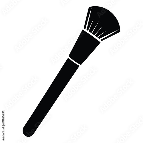 makeup brush black and white silhouette on white background