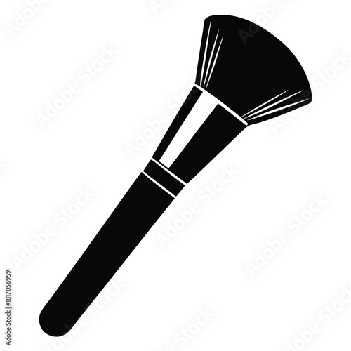 makeup brush black and white silhouette on white background