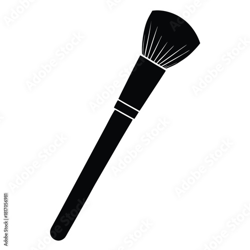 makeup brush black and white silhouette on white background