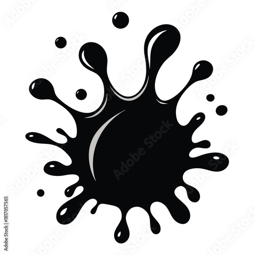 liquid splash black and white silhouette on white background