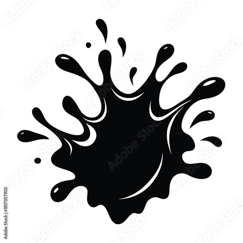 liquid splash black and white silhouette on white background