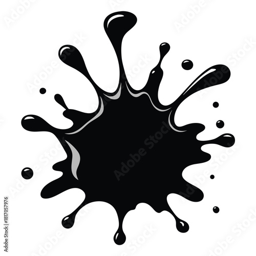 liquid splash black and white silhouette on white background