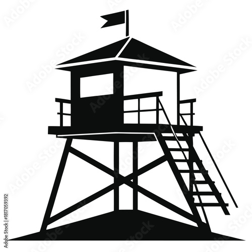 lifeguard tower silhouette vector safeguard tower