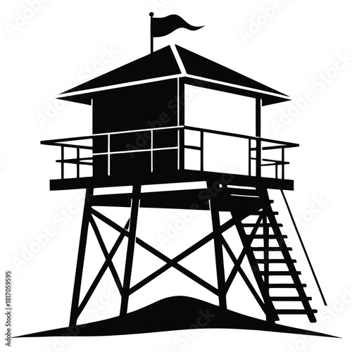 lifeguard tower silhouette vector safeguard tower